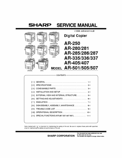 SHARP AR-407/507 SERVICE MANUAL